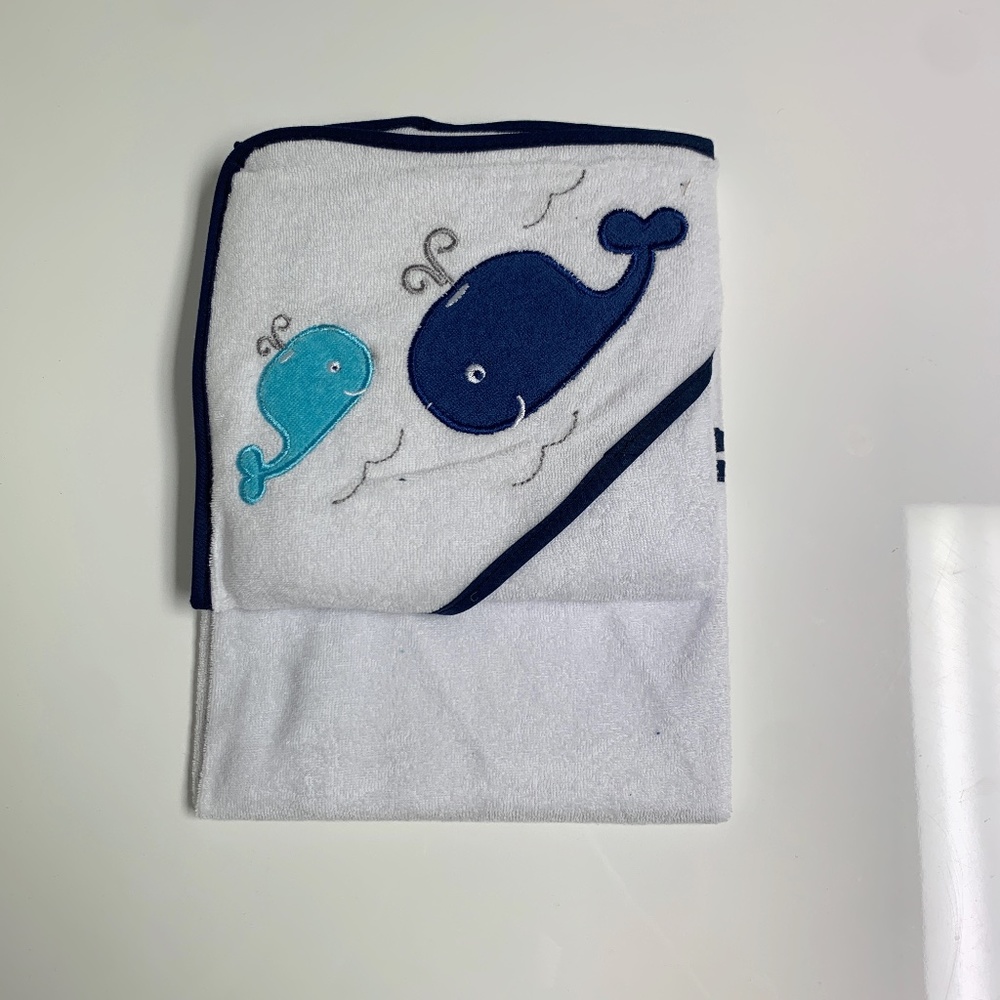 Blue and White Wales Baby Towel